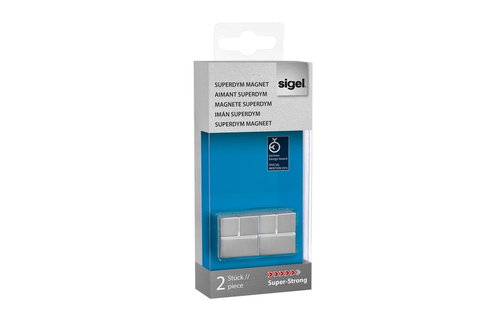 Sigel Plaque magnétique Super Strong Ø 20 x 20 x 20 mm, 2 pièces