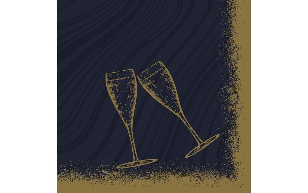 Duni Serviettes de table Bio DSF, Sparkly Cheers, 40 x 40 cm, 60 pièces