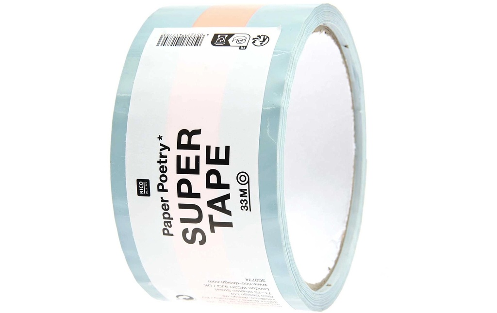 Rico Design Ruban adhésif Paper Poetry 0.5 mm x 33 m, Orange fluo/Bleu clair