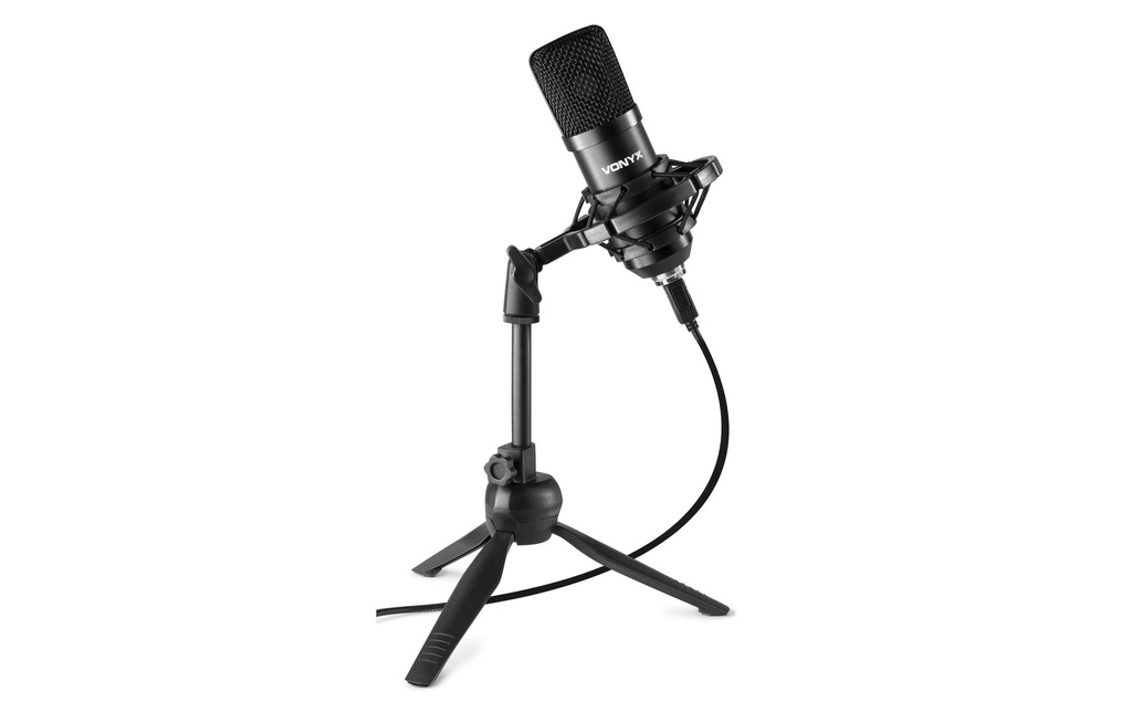Vonyx Microphone à condensateur CM300B Noir