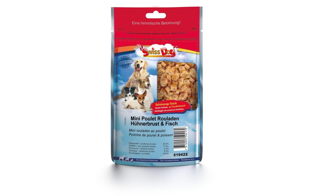 SwissDog Produit à mâcher  Mini roulades de poulet 100 g
